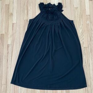 Eci mod 3D flower pleated bib whimsigoth coquette black mini cocktail dress S
